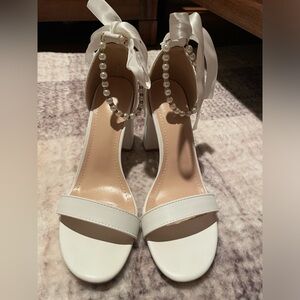White wedding heels